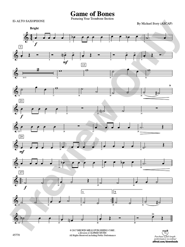 Game of Bones Eflat Alto Saxophone Eflat Alto Saxophone Part