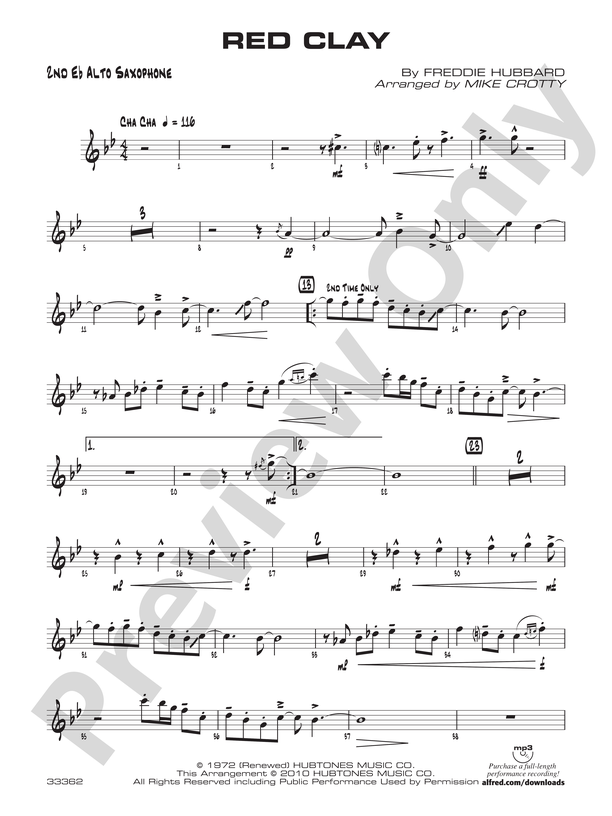 Red 2nd E-flat Alto Saxophone: E-flat Alto Saxophone Part - Digital Sheet Download