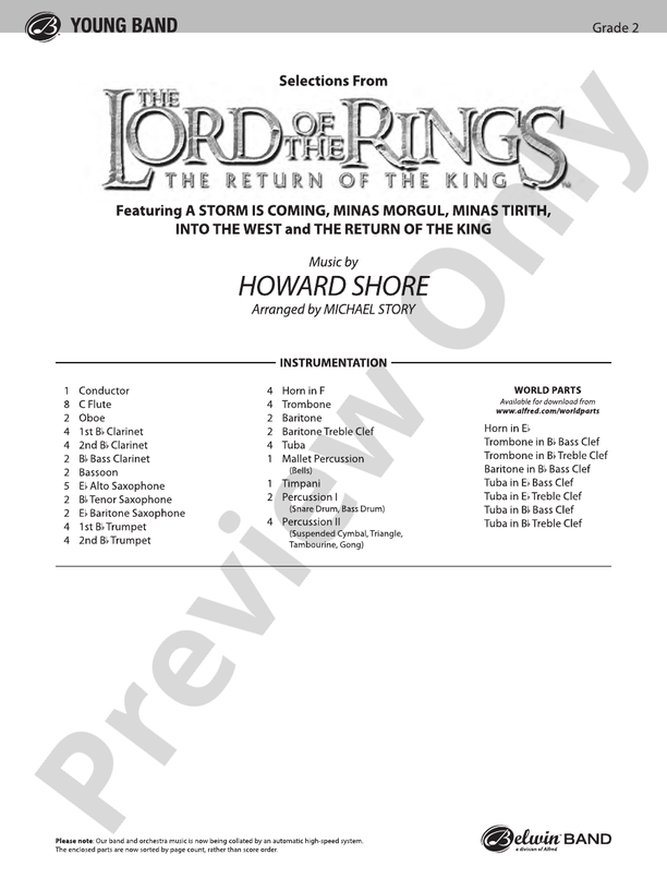 The Lord of the Rings: The Return of the King, Selections from