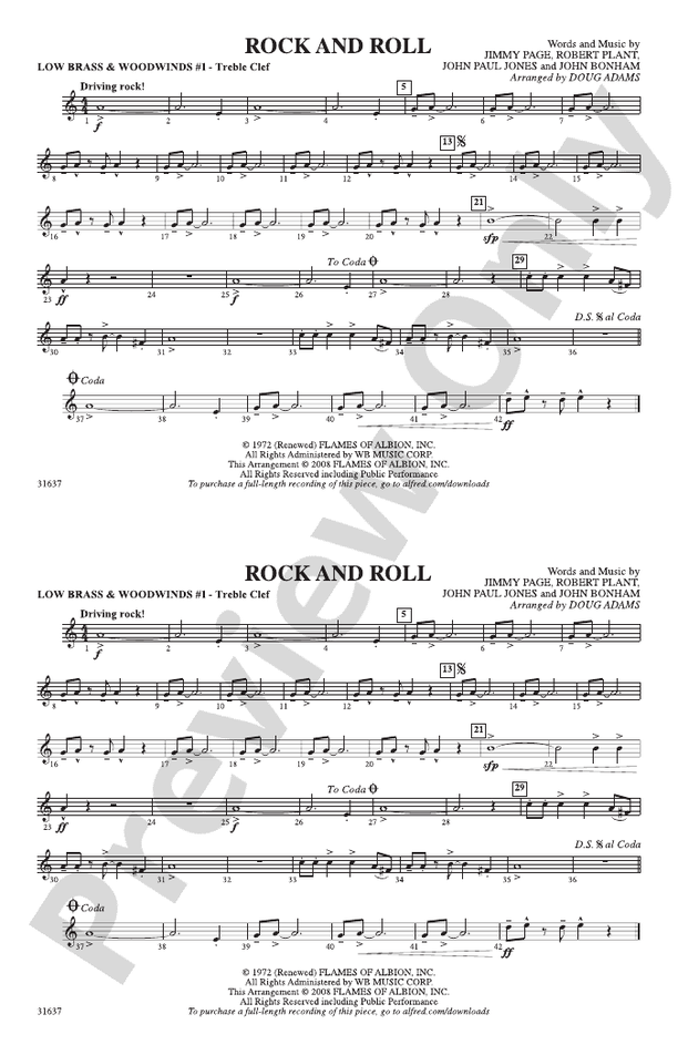 Rock and Roll: Low Brass & Woodwinds #1 - Treble Clef: Low Brass