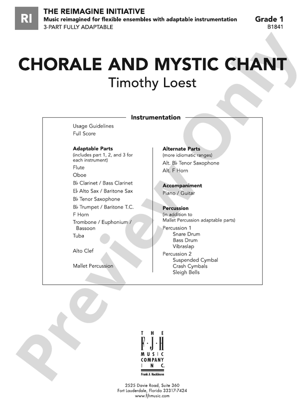 Chorale and Mystic Chant: Score: : Timothy Loest - Digital Sheet Music