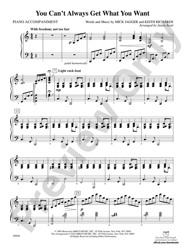 You Can't Always Get What You Want: Piano Accompaniment