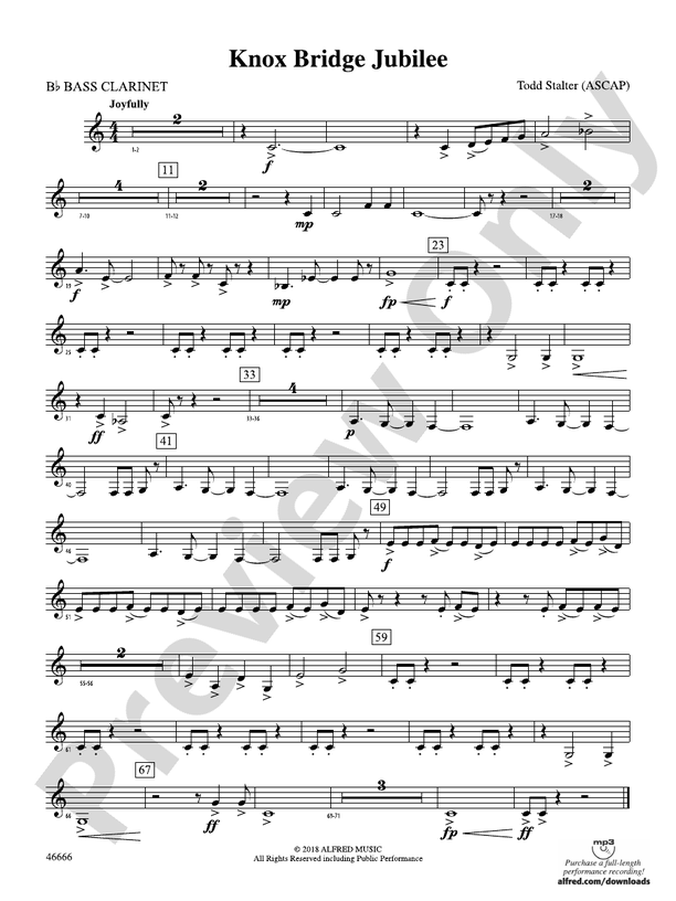 Knox Bridge Jubilee Bflat Bass Bflat Bass Part Digital Sheet Music Download