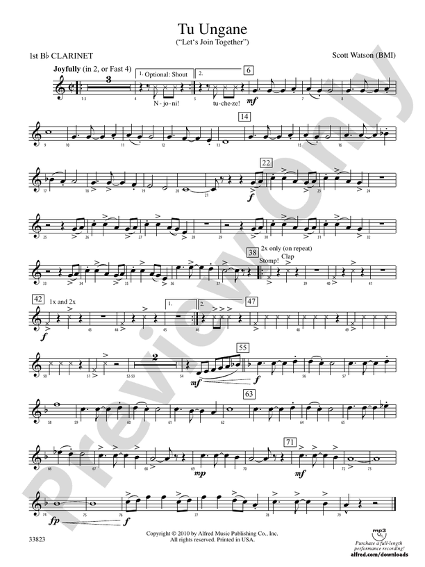 Tu Ungane: 1st B-flat Clarinet