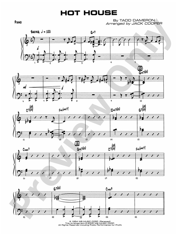Hot House: Piano Accompaniment: Piano Accompaniment Part - Digital ...