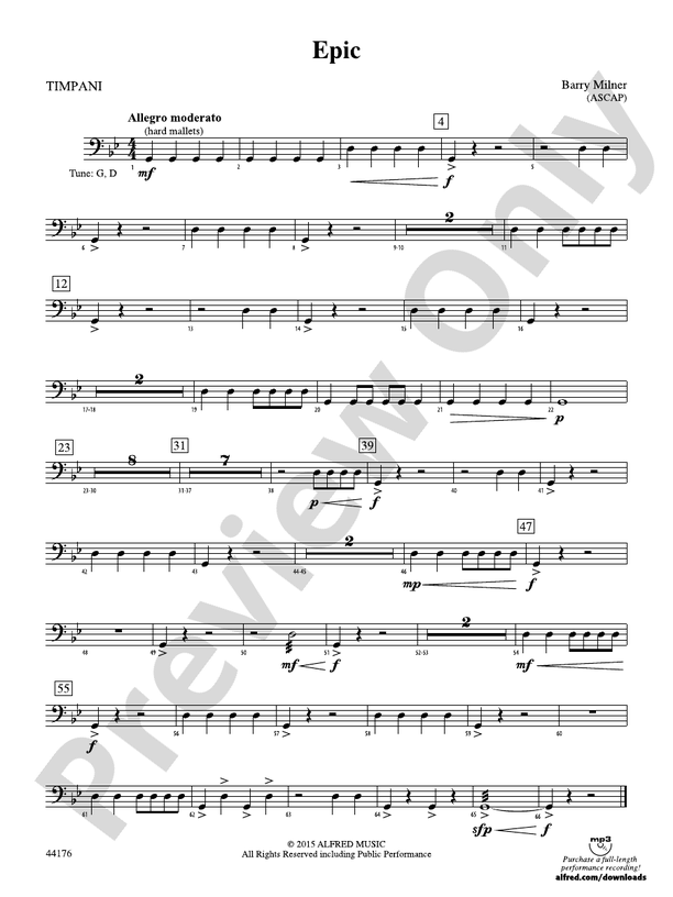Epic Timpani Timpani Part Digital Sheet Music Download