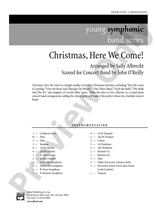 Christmas Here We Come Concert Band Conductor Score Parts Digital Sheet Music Download