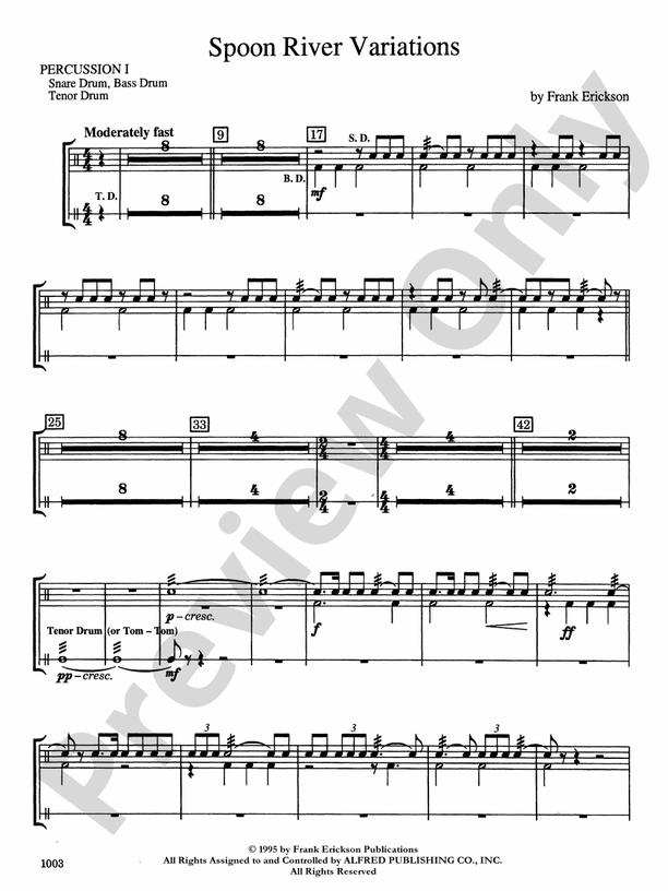 Spoon River Variations 1st Percussion 1st Percussion Part Digital