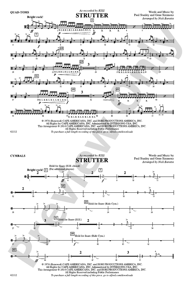 Strutter QuadToms QuadToms Part Digital Sheet Music Download