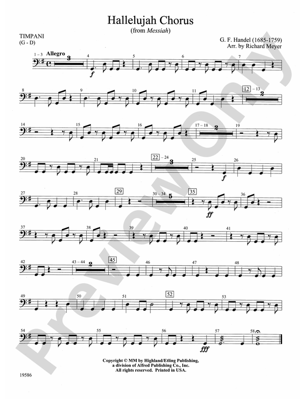 Hallelujah Chorus from Messiah Timpani Timpani Part Digital Sheet