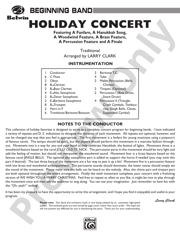 Holiday Concert: - Digital Sheet Music Download