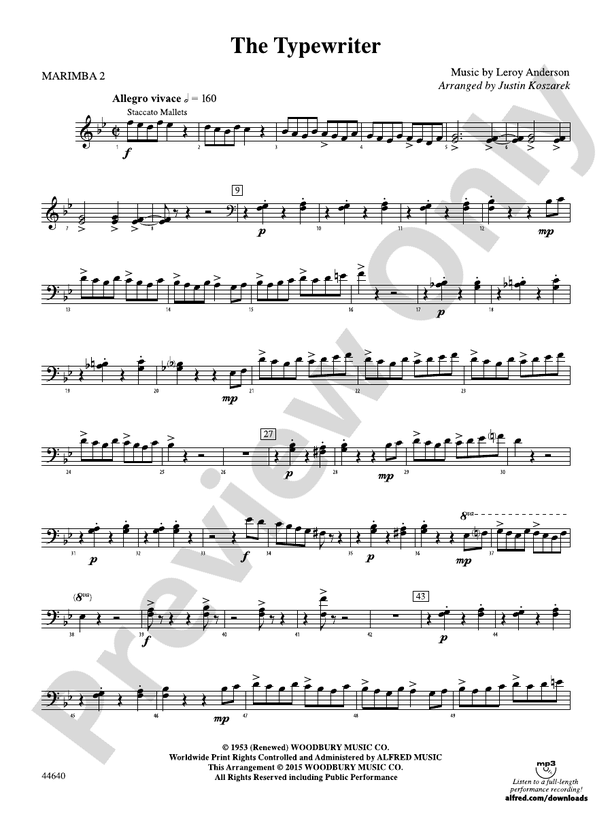 The Typewriter 2nd Mallet Percussion 2nd Mallet Percussion Part