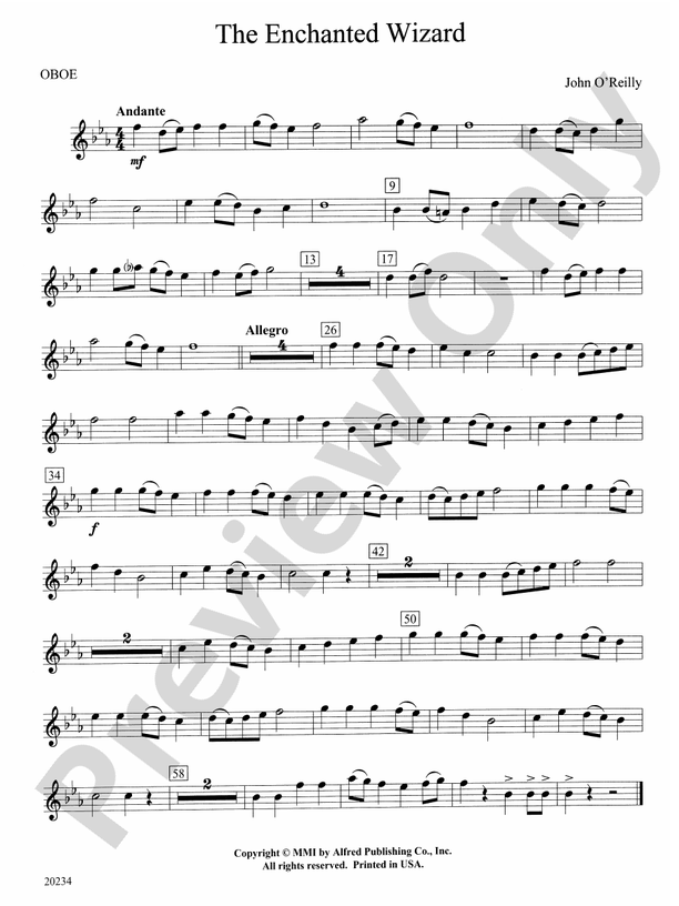 The Enchanted Wizard Oboe Oboe Part Digital Sheet Music Download