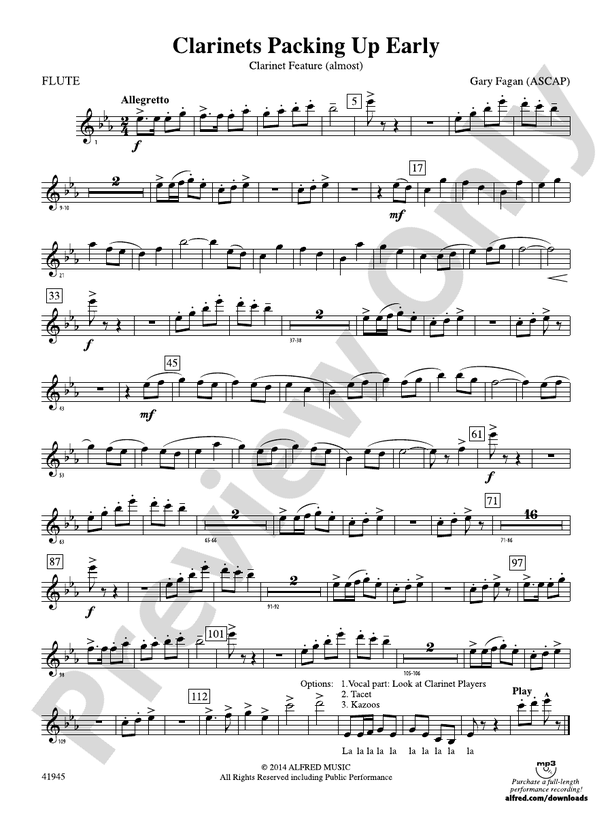 Clarinets Packing Up Early Flute Flute Part Digital Sheet Music Download