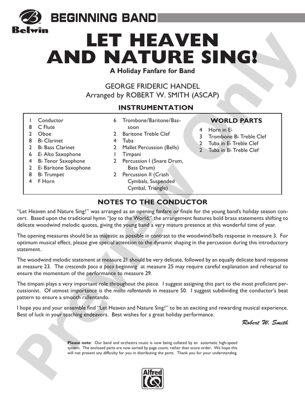 Let Heaven and Nature Sing!: Score: Concert Band Score - Digital Sheet ...