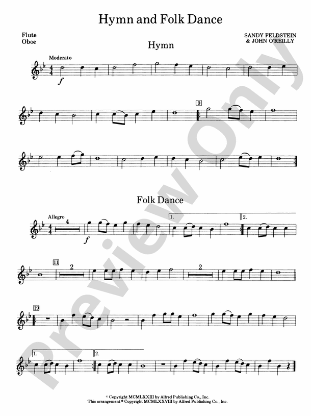 Hymn and Folk Dance Flute Flute Part Digital Sheet Music Download
