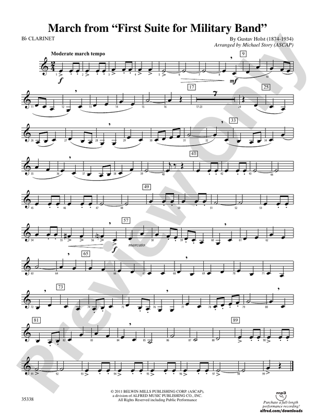 March from First Suite for Military Band: 1st B-flat Clarinet