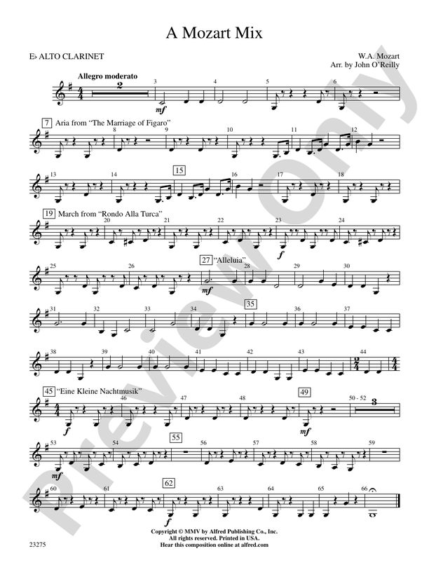 A Mozart Mix: E-flat Alto Clarinet