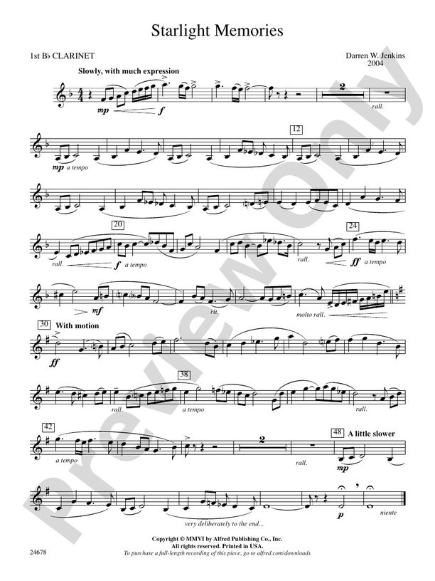 Starlight Memories 1st Bflat 1st Bflat Part Digital Sheet Music Download