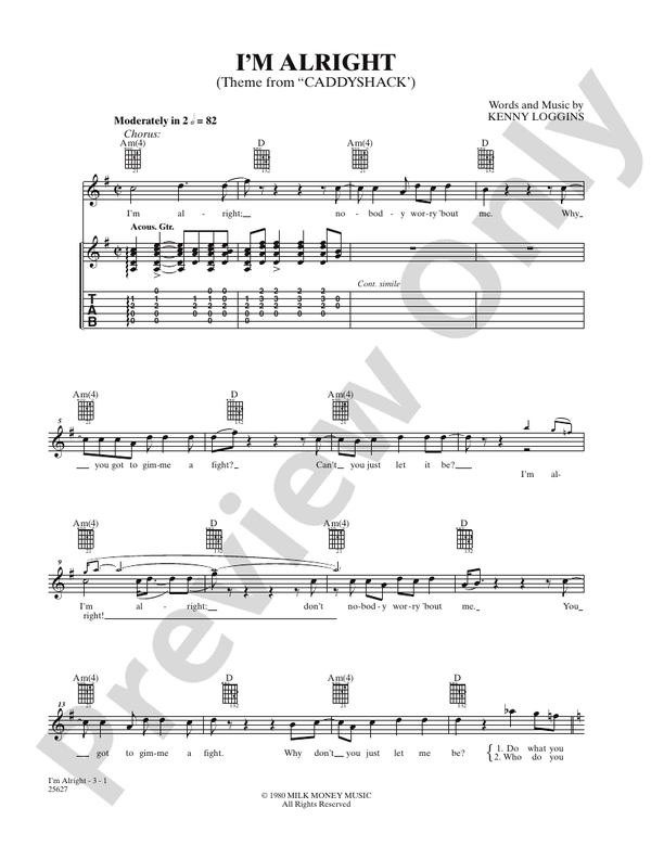 I'm Alright (From "Caddyshack") Guitar Kenny Loggins Digital Sheet