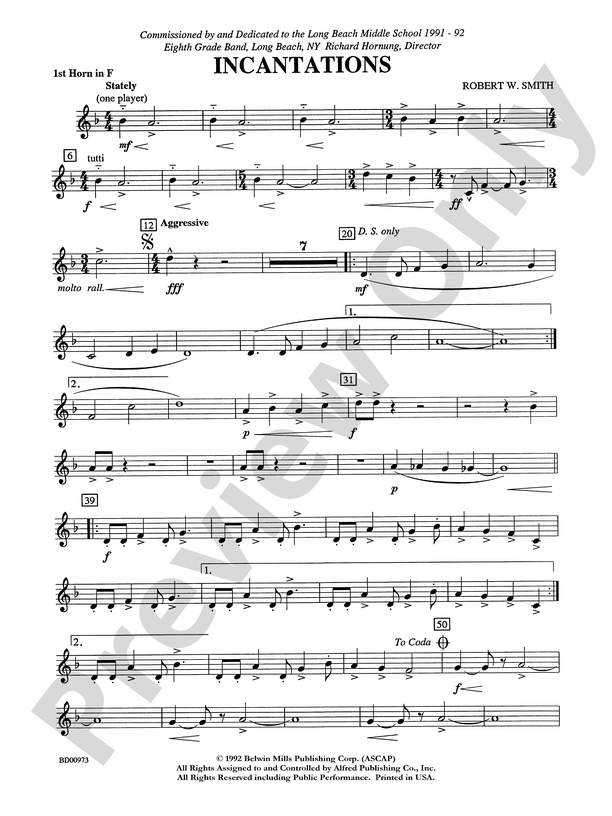 Incantations 1st F Horn 1st F Horn Part Digital Sheet Music Download 