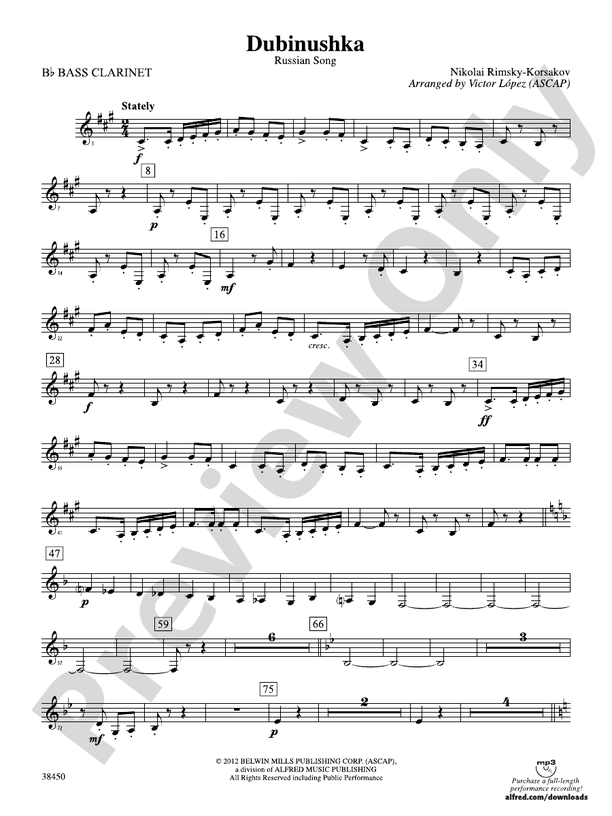 Dubinushka Bflat Bass Bflat Bass Part Digital Sheet Music Download