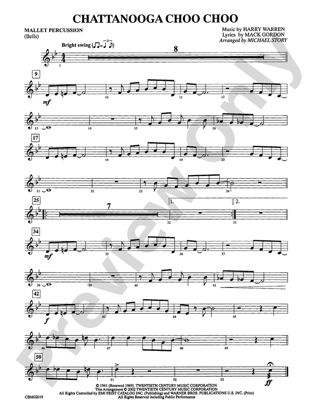 Chattanooga Choo Choo Mallets Mallets Part Digital Sheet Music Download