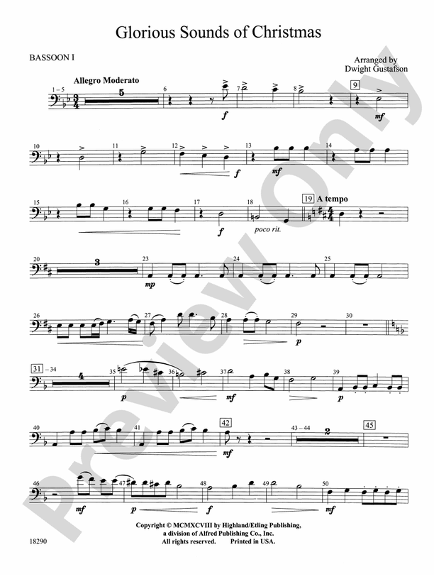 Glorious Sounds of Christmas Bassoon Bassoon Part Digital Sheet