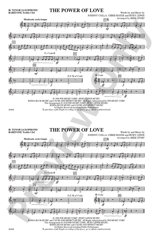 The Power of Love Bb Tenor Saxophone/Bartione Treble Clef Bb Tenor