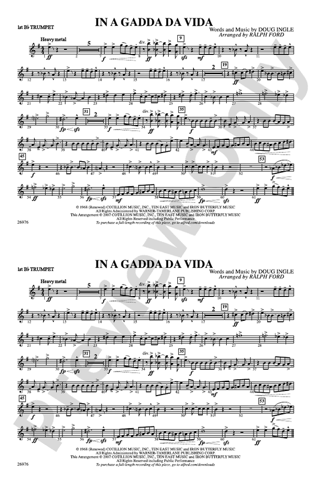 In A Gadda Da Vida 1st Bflat Trumpet 1st Bflat Trumpet Part