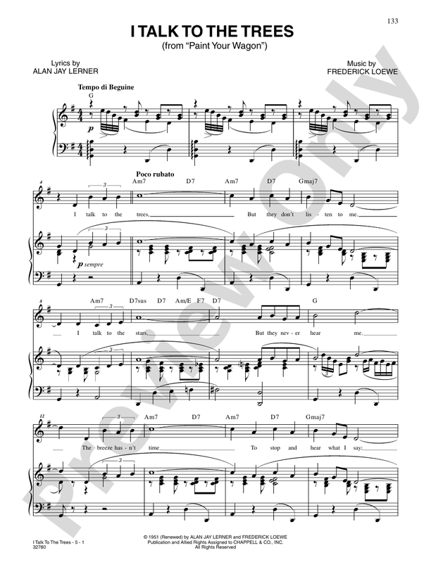 I Talk to the Trees (From "Paint Your Wagon") Voice Frederick Loewe