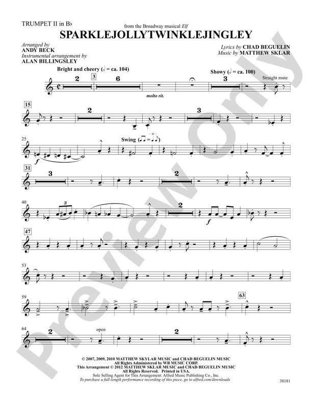 Sparklejollytwinklejingley (from the Broadway musical Elf): 2nd B-flat Trumpet
