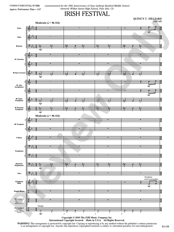 Irish Festival Quincy C. Hilliard Digital Sheet Music Download