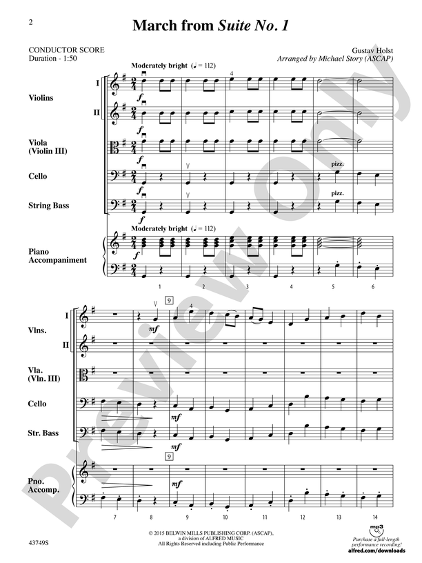 March from Suite No. 1: Score