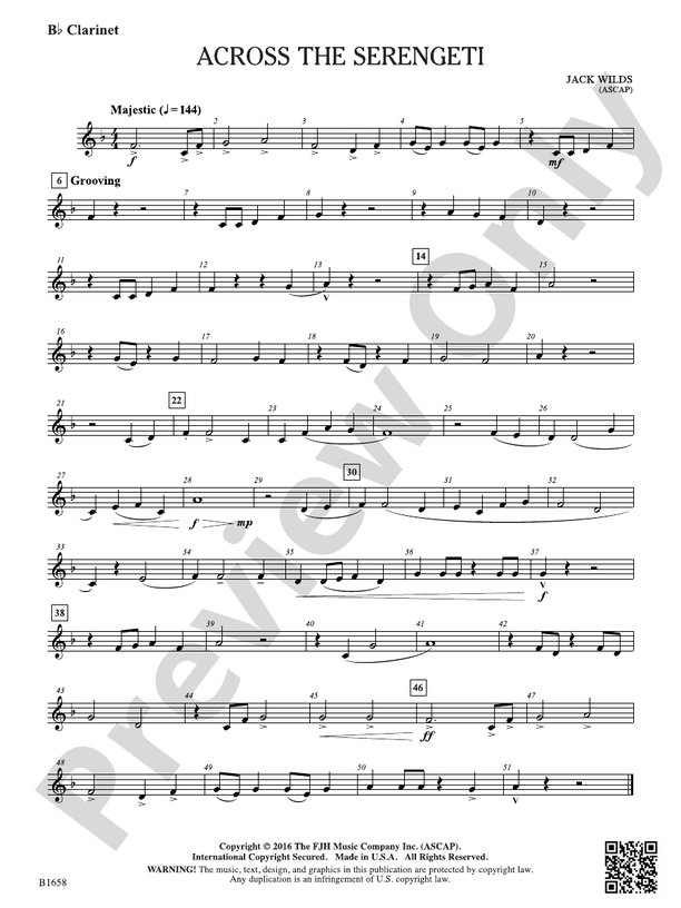 Across the Serengeti: B-flat Clarinet: B-flat Clarinet Part