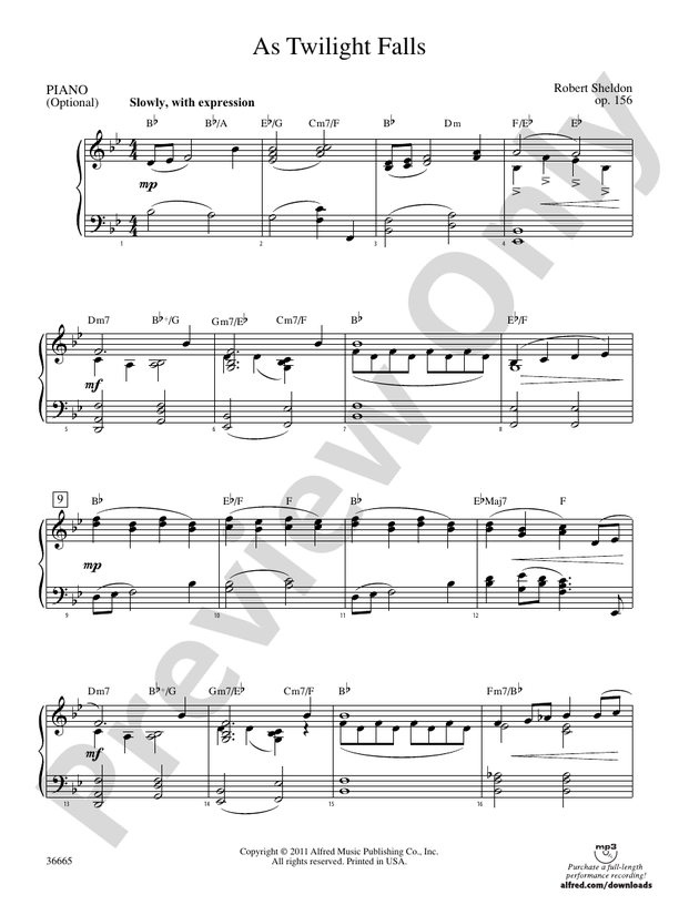 As Twilight Falls Piano Piano Part
