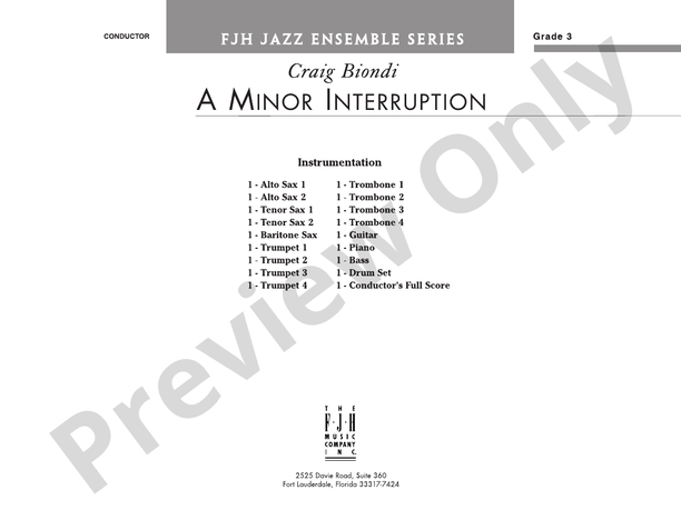 A Minor Interruption: Score: Jazz Ensemble Score: Craig Biondi ...