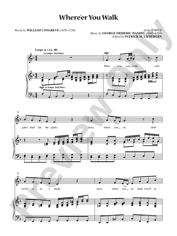 Where'er You Walk [Low Voice] Voice Frideric Handel Digital