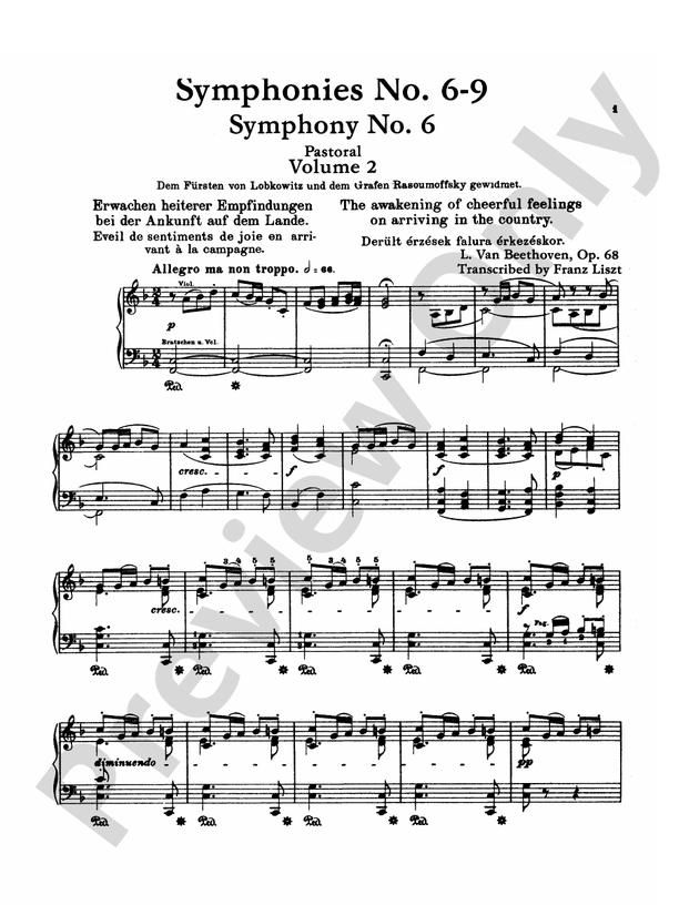 (Arr.　Digital　Ludwig　Franz　Beethoven　Piano　van　Book:　Liszt):　Symphonies　6-9)　(Nos.　Beethoven:　Download　Sheet　Music