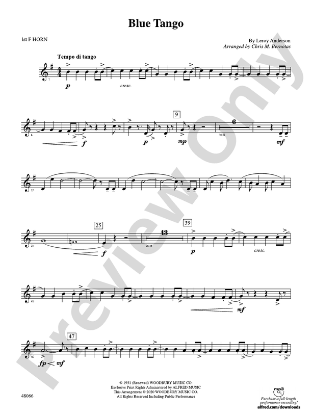 BLUE TANGO/PCF: 1st F Horn