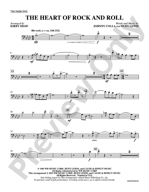 The Heart of Rock and Roll: Trombone: Trombone Part: Huey Lewis ...