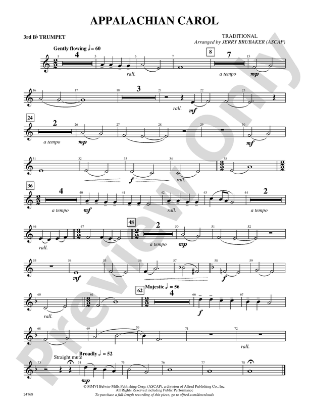 Appalachian Carol: 3rd B-flat Trumpet: 3rd B-flat Trumpet Part ...