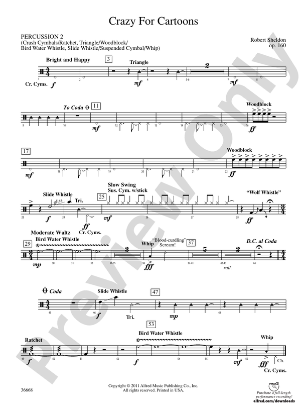 Crazy for Cartoons 2nd Percussion 2nd Percussion Part Digital Sheet