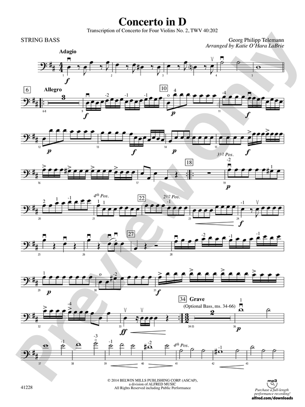 Concerto in D: String Bass