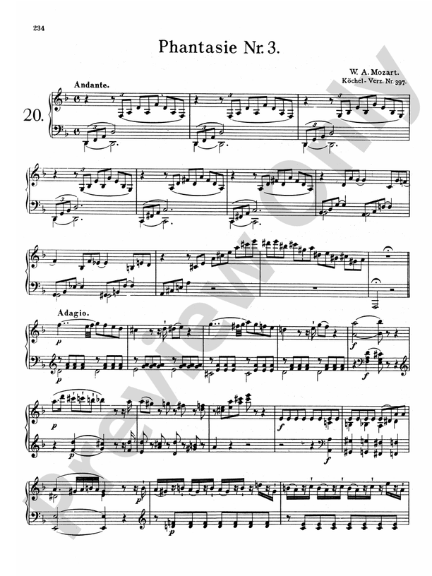 Mozart Sonatas (Urtext) Fantasy No. 3 in D Minor, K. 397 Part