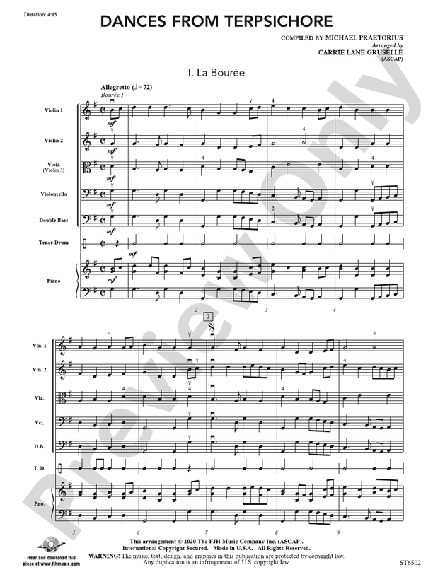 Dances from Terpsichore: Score