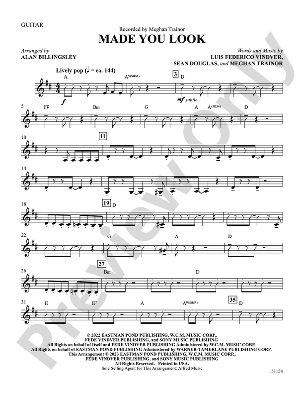 Made You Look Guitar Guitar Part Digital Sheet Music Download