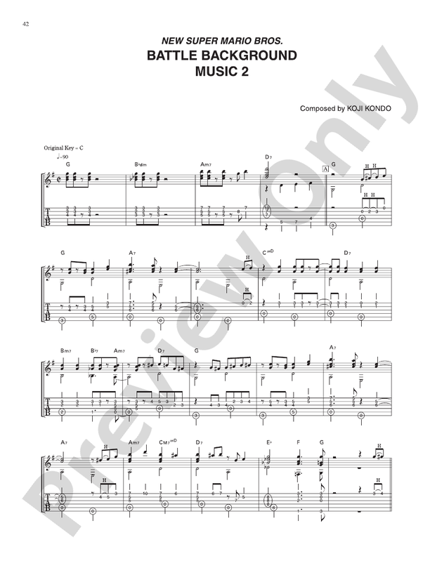 New Super Mario Bros. Battle Background Music 2: Guitar - Digital Sheet Music  Download: Nintendo®