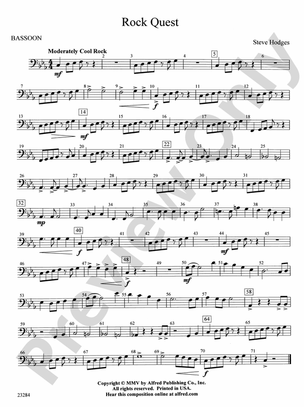 Rock Quest Bassoon Bassoon Part Digital Sheet Music Download