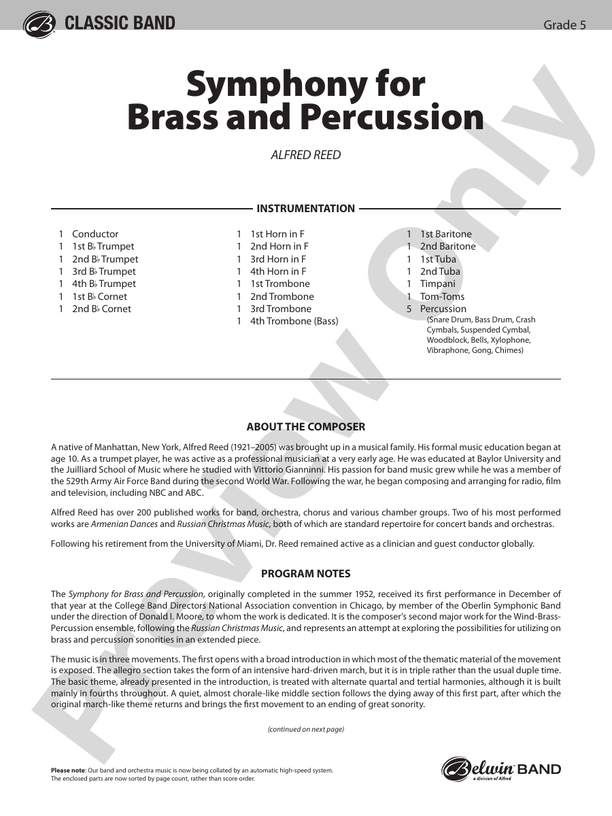 Symphony for Brass and Percussion: Score